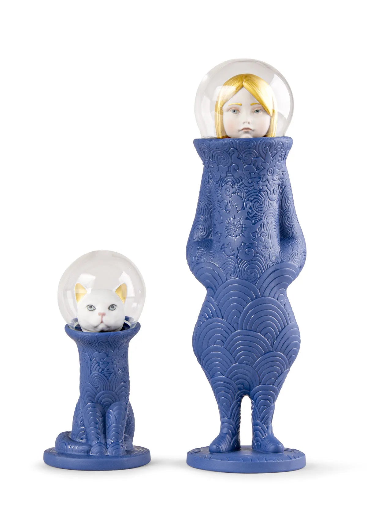 Lladró: Cosmic Girl and Cat Sculptures