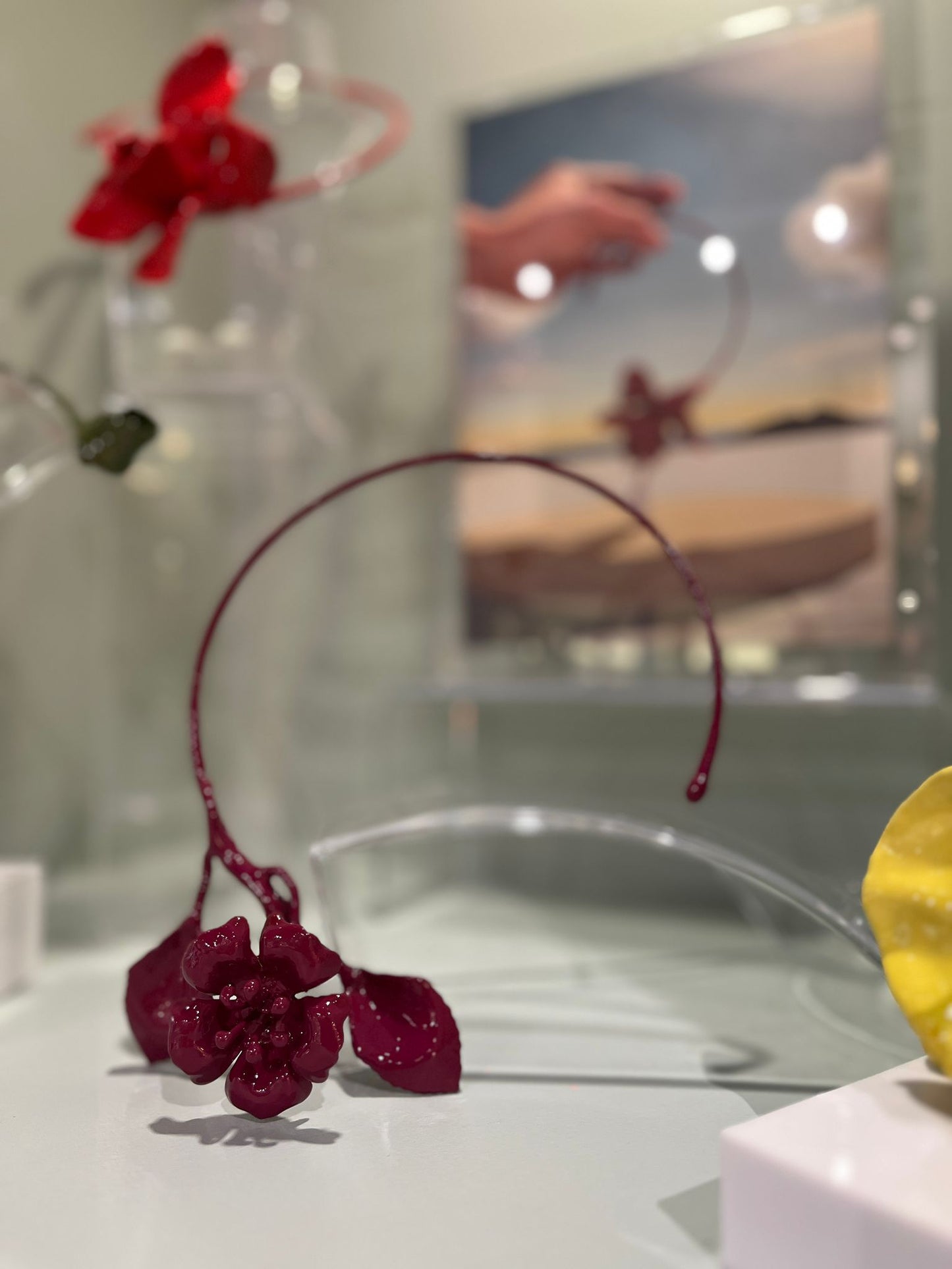FDLF: Collar flor + hoja Burgundy