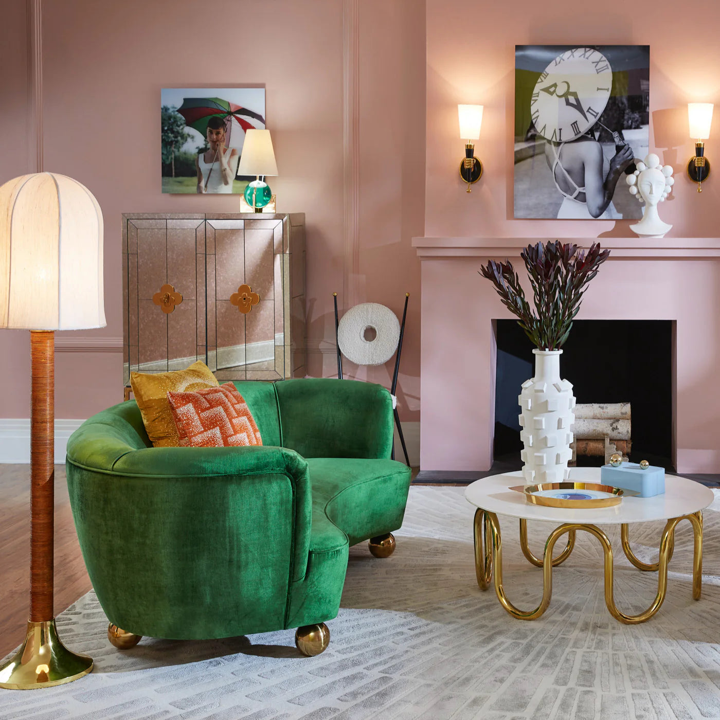 JONATHAN ADLER: PARKER CURVED SOFA - BRUSSELS MALACHITE