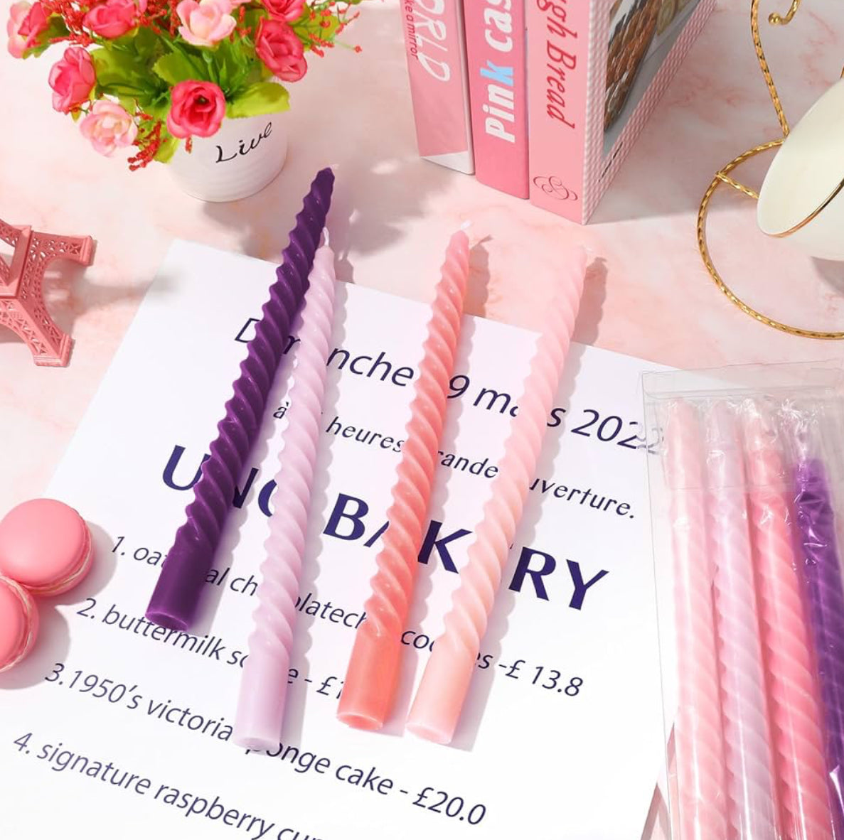 LDV Spiral Tapper Candles Pink