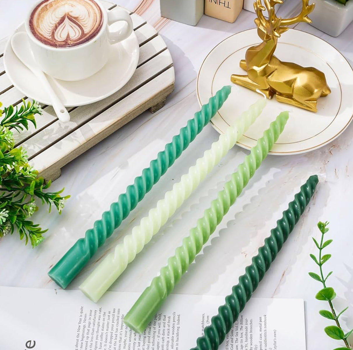 LDV Spiral Tapper Candles Green