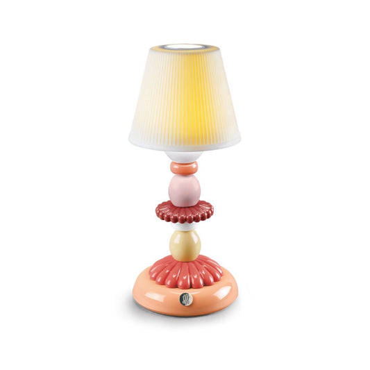 Lladró: Firefly Collection. Lotus Firefly Table Lamp. Coral