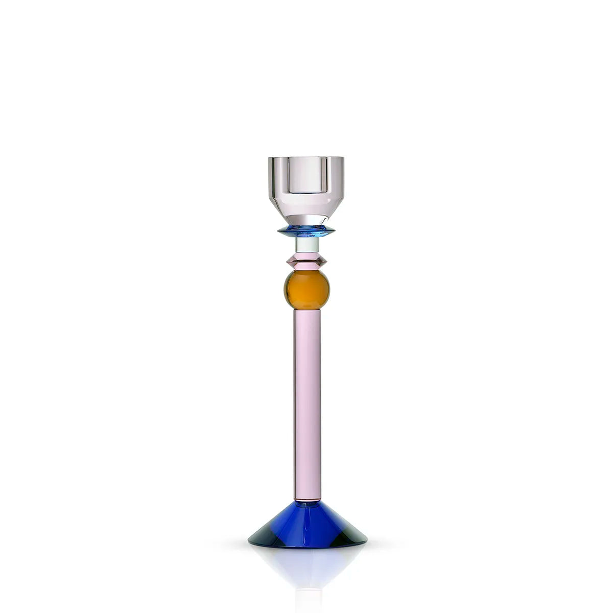 Reflections: Rosalin Candle Holder Rose/ Cobalt/ Clear/ Pink/ Brown