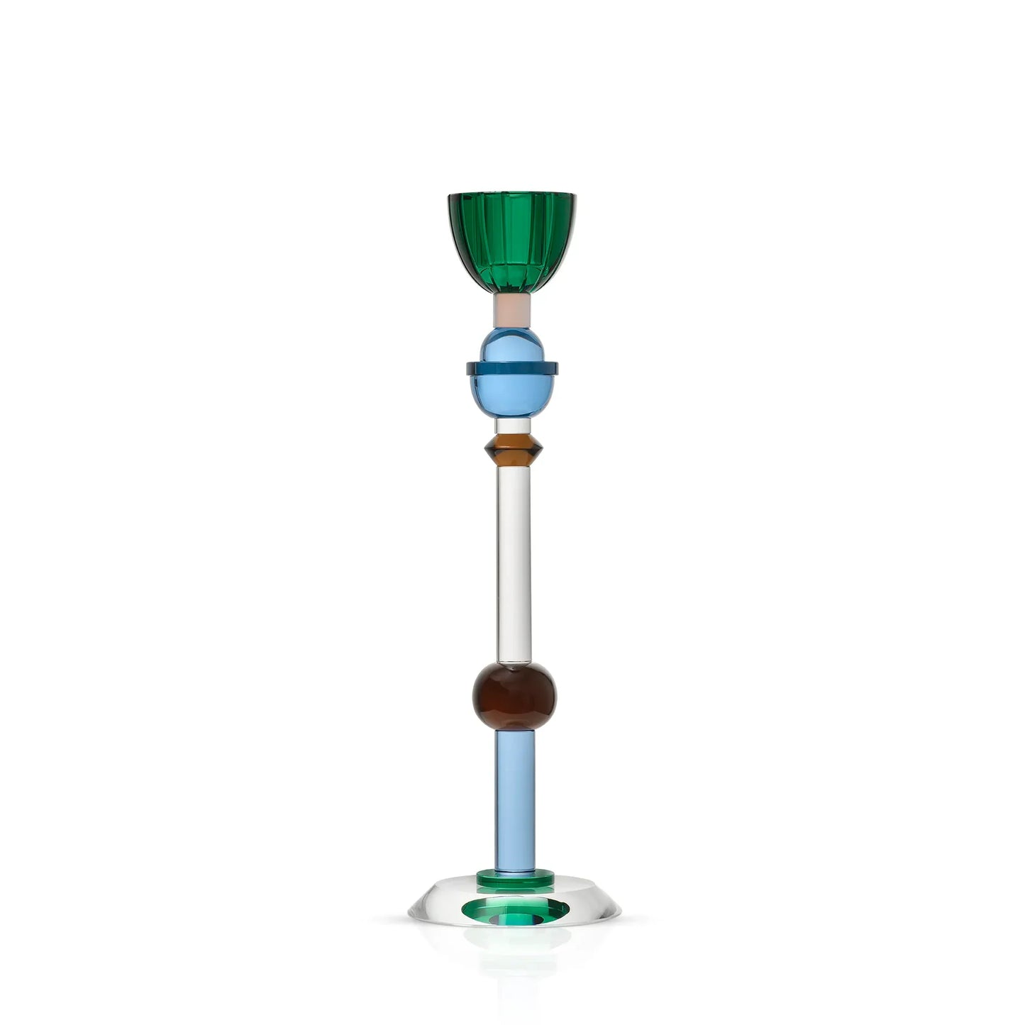 Reflections: Valentin Candle Holder Teal/ Pale Rose/ Blue/ Slate/ Clear/ Brown