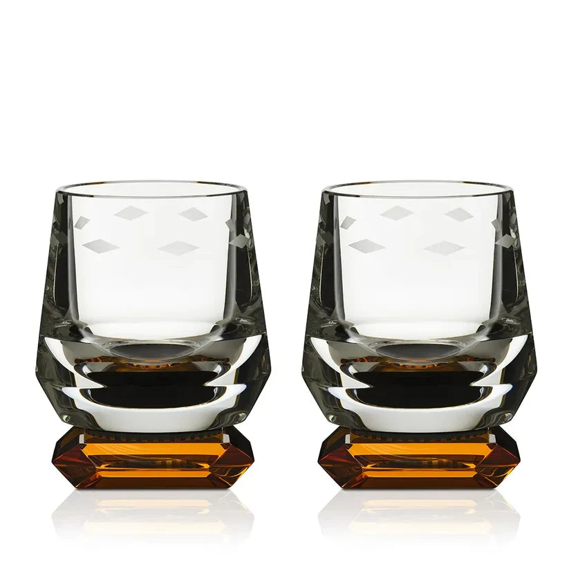 Reflections: Whimsy Whiskey Glasses Amber Dusk (Pair)