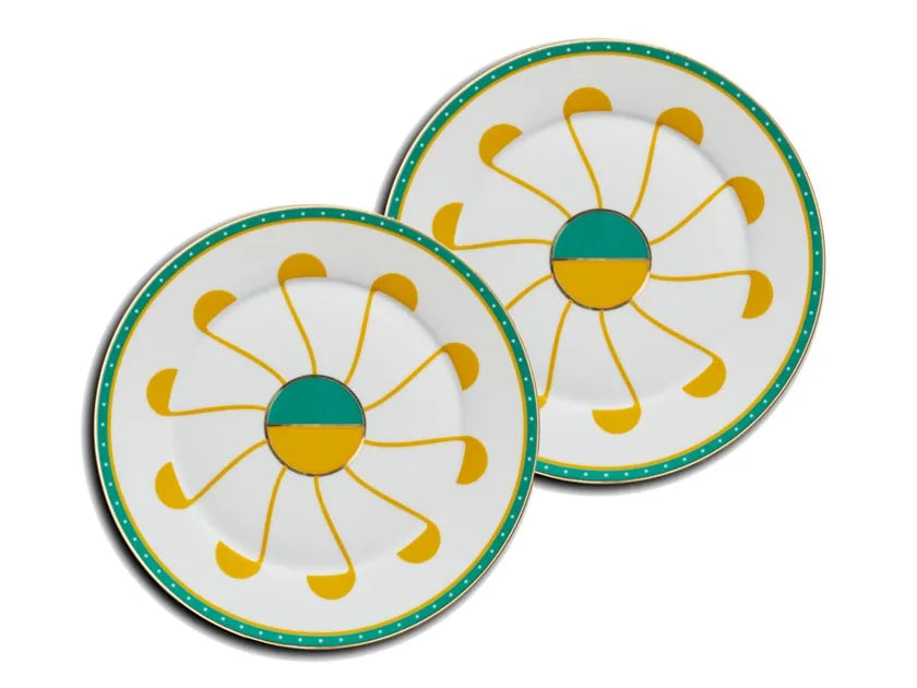 Reflections: Pedra Bread Plate set of 2 Green/ Yellow/ Gold
