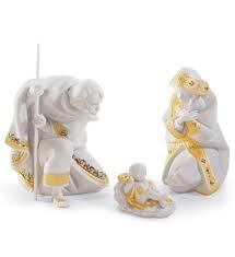 Lladró: Set Silent Night Nativity Figurine Golden Lustre