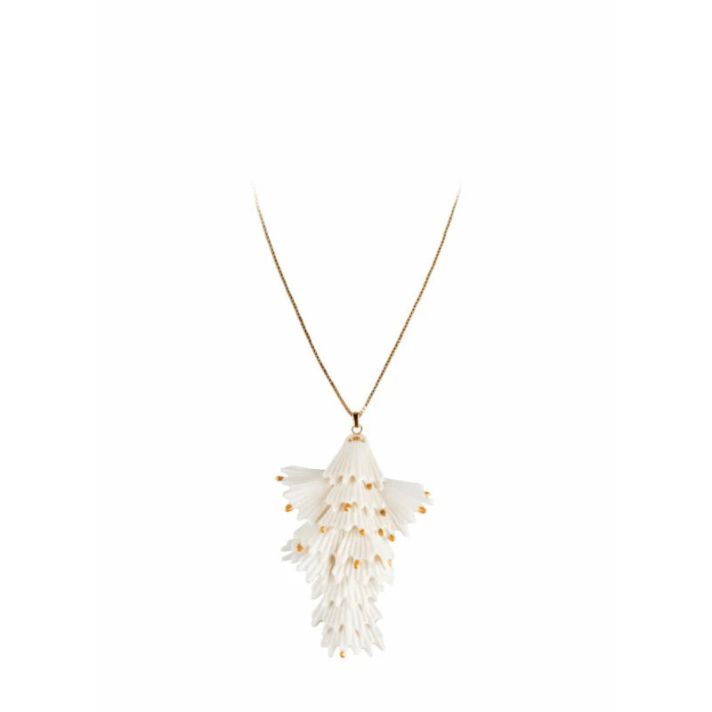 Lladró: Actinia long pendant . White and Golden luster