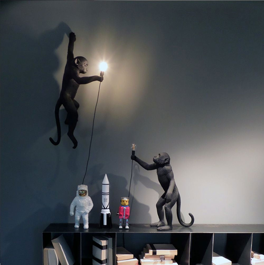 Seletti - Lighting: The Monkey Lamp Black Hanging Outdoor Left Version