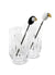 Lladró: Toucan 2 tall Crystal Glasses + 2 Stirrers Set. Golden Luster