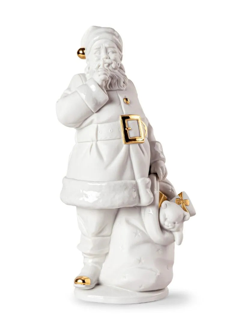 Lladró: Santa is here Sculpture. White-gold