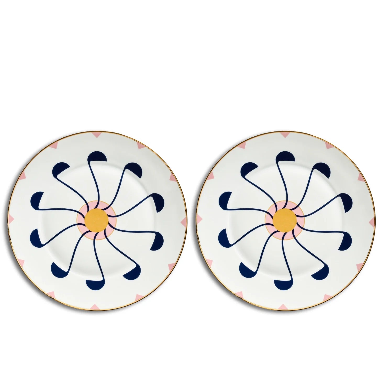 Reflections: Elva Dessert Plate Set of 2 Rose/ Marine / Gold