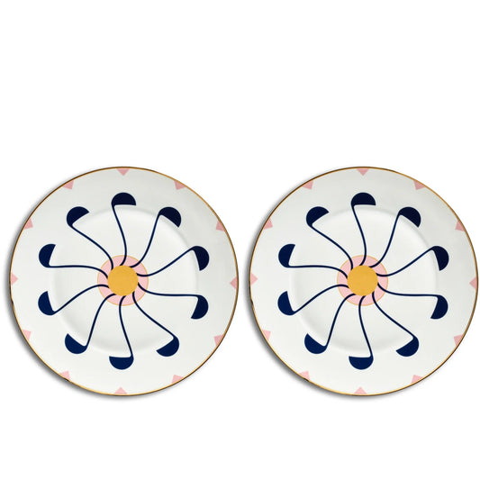 Reflections: Elva Dessert Plate Set of 2 Rose/ Marine / Gold
