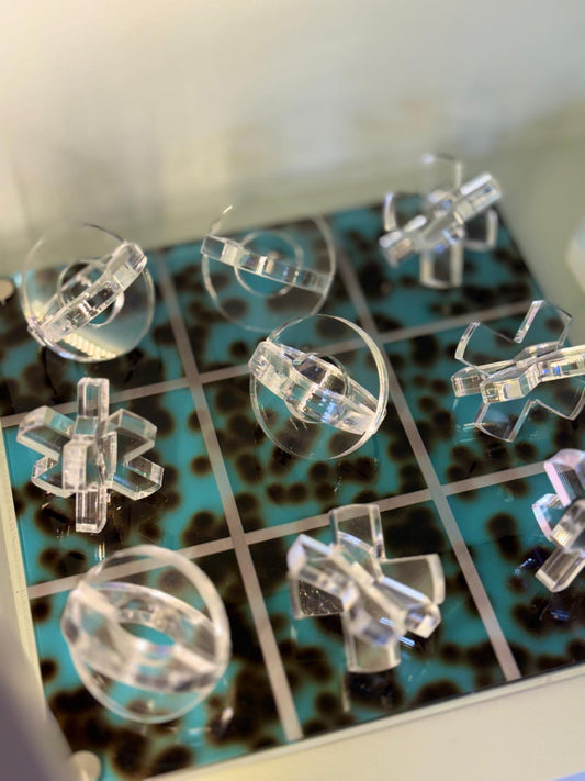 Luxe Dominoes: La Vieja 3D Carey Blue Tic Tac Toe