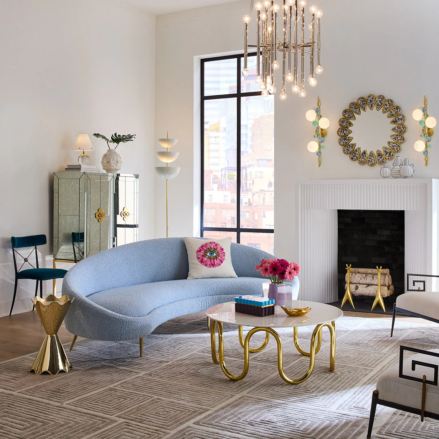 Jonathan Adler: Ether Curved Sofa Cirrus Sky