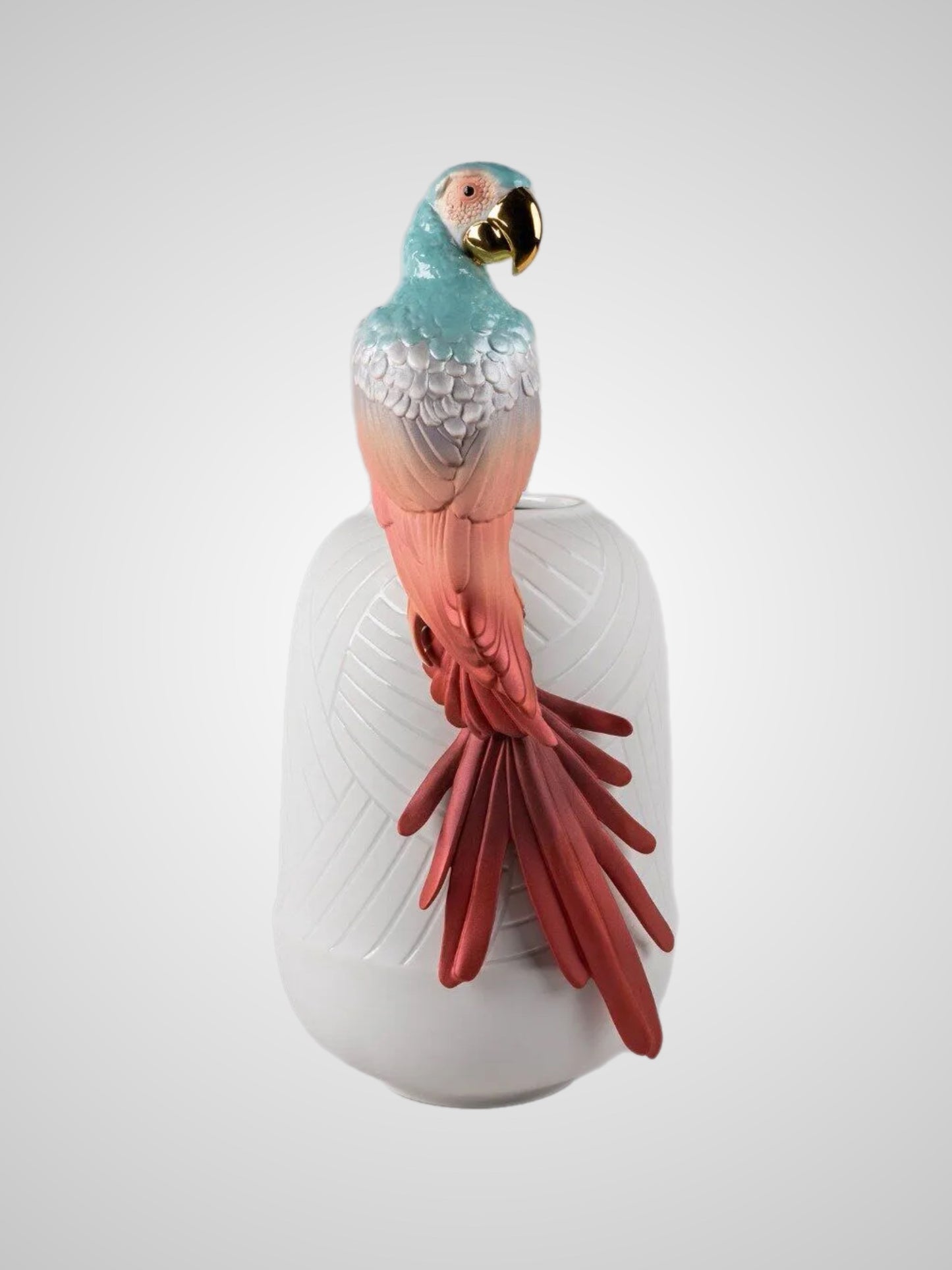 Lladró: Macaw Bird Vase. Red
