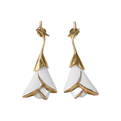 Lladró Jewelry:  Heliconia Short White Earring.