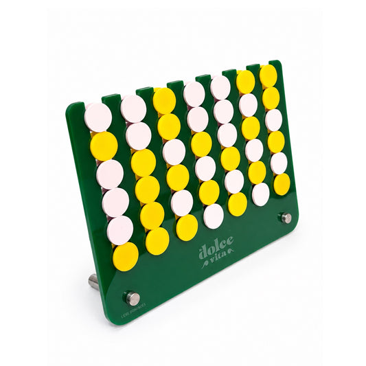 Luxe Dominoes: “El Cuatro” Solid Green Connect Four Game