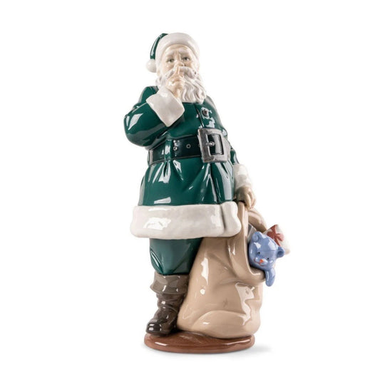 Lladró: Santa is Here Sculpture. Green