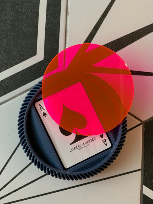 LUXE DOMINOES: LA REDONDA BLUE/ NEON PINK LID