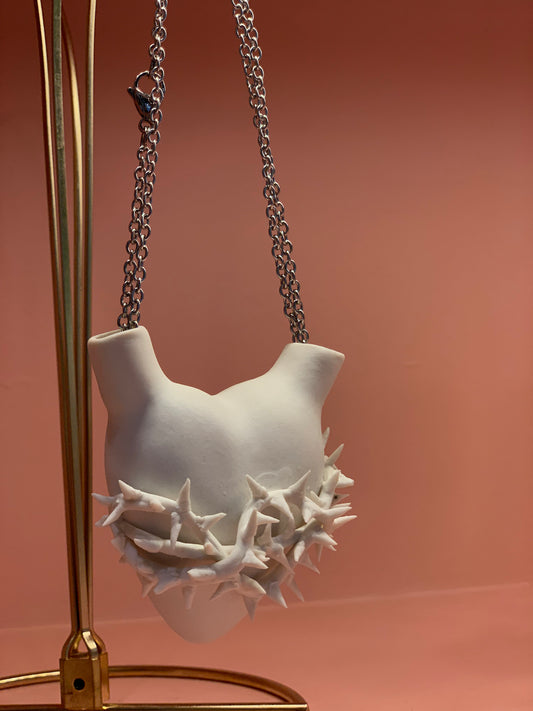 Raramanu: White Heart Necklace Medium