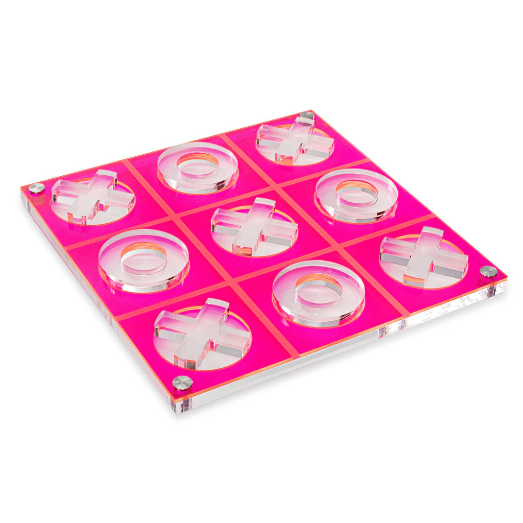 Luxe Dominoes: La Vieja 2D Neon Pink Tic Tac Toe