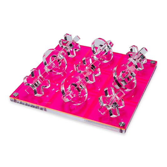 Luxe Dominoes: La Vieja 3D Neon Pink Tic Tac Toe