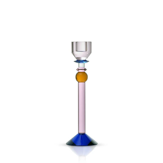 Reflections: Rosalin Candle Holder Rose/ Cobalt/ Clear/ Pink/ Brown