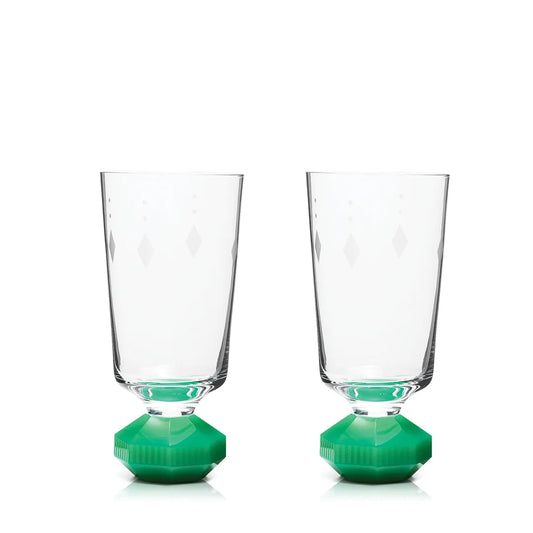 Reflections: Chelsea Tall Crystal Glass set of 2 Clear/ Mint