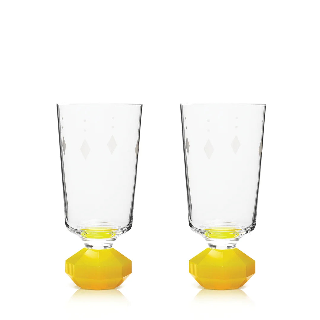 Reflections: Chelsea Tall Crystal Glass set of 2 Neon Yellow