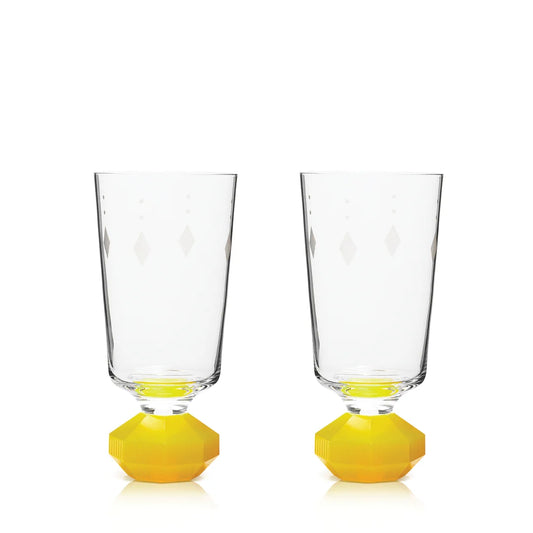 Reflections: Chelsea Tall Crystal Glass set of 2 Neon Yellow
