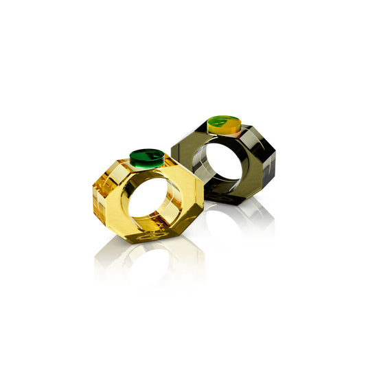 Reflections: Shelby Napkin Rings Yellow/ Green