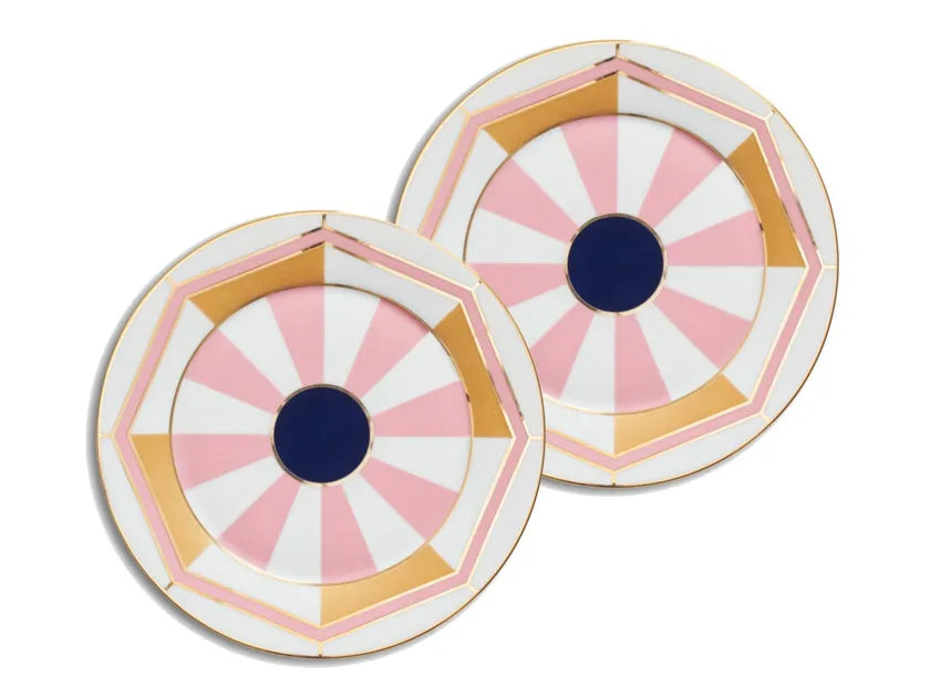 Reflections: Alvares Bread Plate set of 2 Rose/ Marine/ Gold