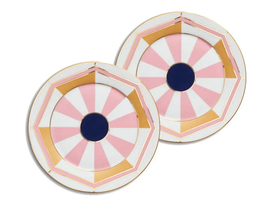 Reflections: Alvares Bread Plate set of 2 Rose/ Marine/ Gold