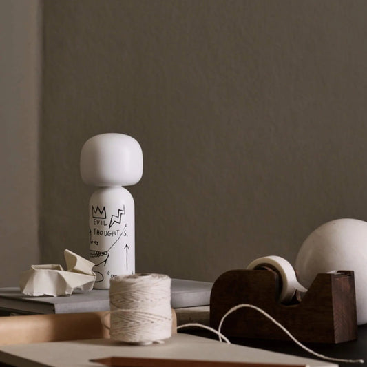 LUCIE KAAS: SKETCH, INC - KOKESHI BASQUIAT EVIL THOUGHTS WHITE