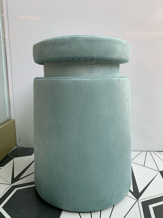 Henry Dean: Velvet Ottoman - Aqua Green