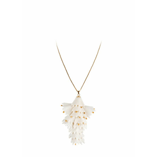 Lladró: Actinia long pendant . White and Golden luster