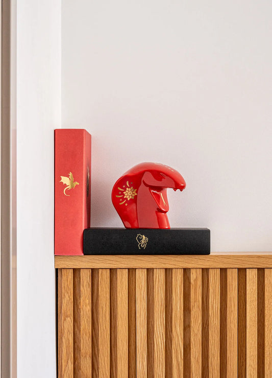 Lladró: The Snake Sculpture. Red- gold
