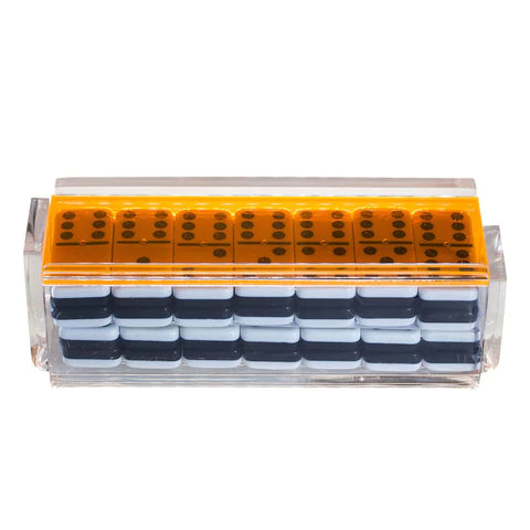 Luxe: Double 6 Domino Set - Neon Orange