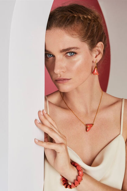 Lladró: Jewelry. Heliconia Bracelet. Coral