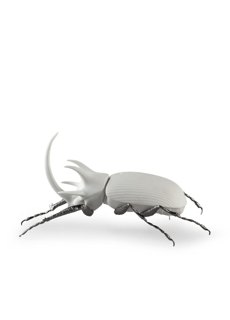 Lladró: Rhinoceros Beetle Figurine. Matte White