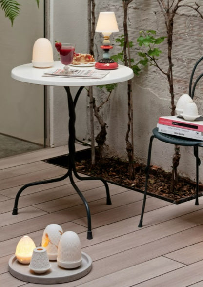 Lladró: Firefly Collection. Lotus Firefly Golden Fall Table Lamp. Red Coral