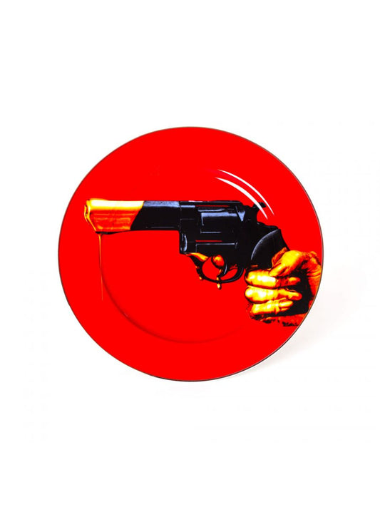 Seletti - Wears Toiletpaper Porcelain Plate Revolver Gold Border